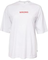Aspesi - Tops ,Wit ,Katoen Cotton Jersey T-Shirt Met 'Wrong' Print - Lyst