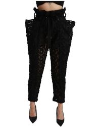 Dolce & Gabbana - – Schwarze, schmal zulaufende Hose mit hoher Taille und Bluspitze - Lyst