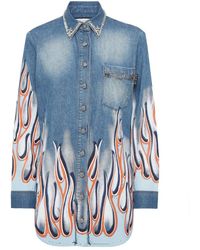 Philipp Plein - Denim Shirt Ls Flame Racing - Lyst