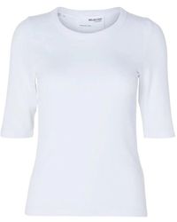 SELECTED - Geripptes Top Mit 3/4 Ärmeln - Lyst