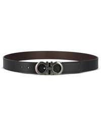Ferragamo - Accessoires ,Zwart ,Leer Zwarte Leren Riem Met Gancini-Gesp - Lyst