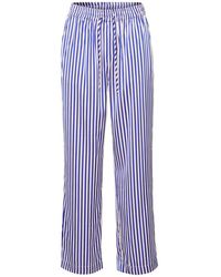 Saint Tropez - Broeken ,Blauw ,Gestreepte Surf Blauwe Elastische Taille Broek - Lyst