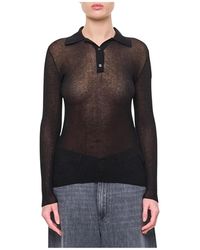 Moncler - Geripptes Strickoberteil Mit Kragen - Lyst