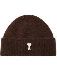 Ami Paris - Accessoires ,Bruin ,Wol Quota Muts - Lyst