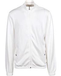 Eleventy - Hoodies & Sweatvesten ,Wit ,Katoen Zip-Through Hoodie - Lyst