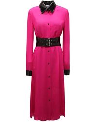 Moschino - Seidenkleid Mit Verstellbarem Gürtel - Lyst