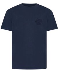 Etro - T-Shirt Met Pegaso-Borduursel - Lyst