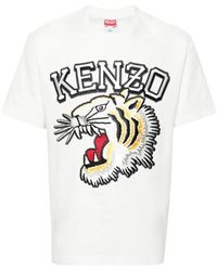 KENZO - T-shirt e polo bianche con ricamo tiger varsity - Lyst