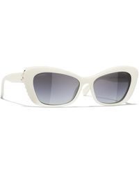 Chanel - Elegante ovale sonnenbrille mit weißem acetatrahmen - Lyst