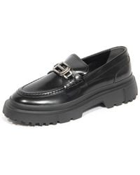 Hogan - Elegante schwarze Ledermokassins - Lyst
