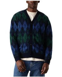 SELECTED - Truien & Vesten ,Blauw ,Relaxed Argyle Cardigan Voor - Lyst