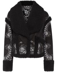 Philipp Plein - Jassen ,Zwart ,Polyester Shearling Jas Paisley Bandana - Lyst