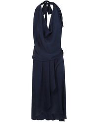 Silk95five - Kleedjes ,Blauw ,Blauwe Rugloze Jurk Met Rok - Lyst