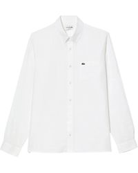 Lacoste - Overhemden ,Wit ,Linnen Linnen Overhemd Regular Fit - Lyst