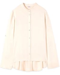 Oltre - Overhemden ,Wit ,Satijn Viscose Satijnen Blouse - Lyst