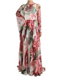 Dolce & Gabbana Peony Bloemenprint Chiffon Maxi Jurk - Roze