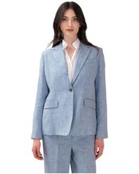 P.A.R.O.S.H. - Jassen ,Blauw ,Leer Blazera Monopetto - Lyst