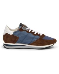 Philippe Model - Schoenen ,Veelkleurig ,Denim Lage Top Denim Bruine Sneakers - Lyst