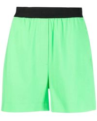 MSGM - Korte Broeken ,Groen ,Wol Lichtgewicht Wollen Bermuda Shorts - Lyst