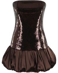 retroféte - Paillet Strapless Mini Jurk Tabak Kleur - Lyst