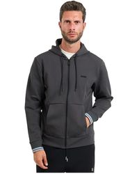 HUGO - Grüner Hoodie Pullover Mit Streifen - Lyst