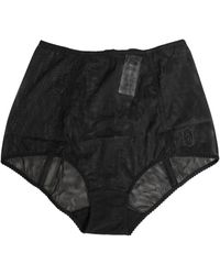 Dolce & Gabbana - Ondergoed ,Zwart ,Zwart Hoge Taille Mesh Doorschijnend Shapewear - Lyst