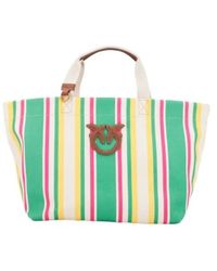 Pinko - Medium Gestreifter Canvas Shopper - Lyst