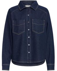 Ichi - Overhemden ,Blauw ,Denim Blouses & Shirts - Lyst