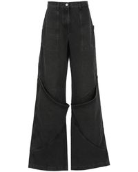 The Attico - Pantalones Negros De Algodón Con Presillas Para Cinturón, Mujer, Talla - Lyst