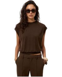 Closed - Truien & Vesten ,Bruin ,Kasjmier Ronde Hals Gebreide Top - Lyst