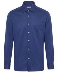 Kiton - Overhemden ,Blauw ,Katoen Nerano Overhemd - Lyst