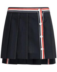 Thom Browne - Wollen Geplooide Mini Rok - Lyst