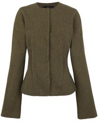 Cortana - Jassen ,Groen ,Leer Rider, Getailleerde Groene Melange Jas - Lyst