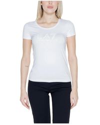 EA7 - Camiseta mujer colección primavera/verano mezcla algodón - Lyst