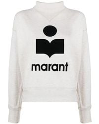 Isabel Marant - Ecru Flocked-Logo Sweatshirt, Mujer, Talla - Lyst