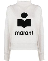 Isabel Marant - Ecru Flocked-Logo Sweatshirt, Mujer, Talla - Lyst
