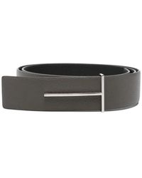 Tom Ford - Accessoires ,Grijs ,Leer Grain Leather Slim T Reversible Belt 38 Mm - Lyst