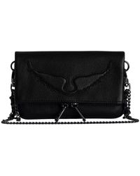 Zadig & Voltaire - Schwarze lederhandtasche mit doppelkette - Lyst