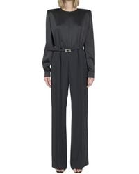 Gucci - Jumpsuits & Playsuits ,Zwart ,Satijn Square G Riem Jumpsuit - Lyst
