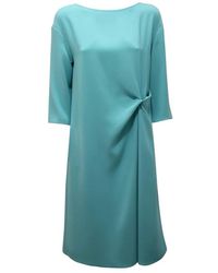 Armani - Kleedjes ,Blauw ,Elegante Jurk Met Zijsplit - Lyst