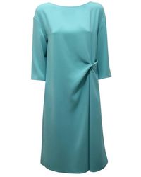 Armani - Kleedjes ,Blauw ,Elegante Jurk Met Zijsplit - Lyst