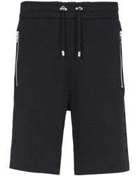 Balmain - Korte Broeken ,Zwart ,Katoen Bermuda Shorts Met Reliëf - Lyst