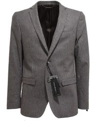 Guess - Jassen ,Grijs ,Leer Bruin Gestreept Jasje - Lyst