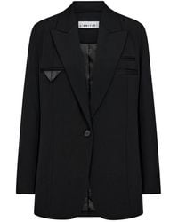 Haute L'Amitié - Zwarte Single Blazer Met Brede Kraag - Lyst