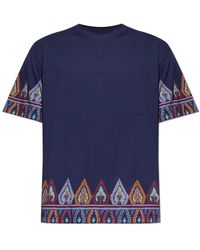 Etro - Katoenen T-Shirt Met Geplaatste Geometrische Print - Lyst