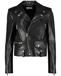 Saint Laurent - Jassen ,Zwart ,Leer Leren Moto Jas - Lyst