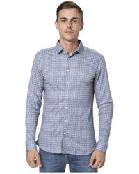 DESOTO - Overhemden ,Blauw ,Katoen Blauw Gestreept Katoenen Overhemd - Lyst