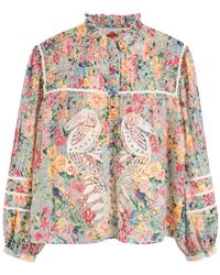 FARM Rio - Overhemden ,Veelkleurig ,Cutwork Blouse Met Lange Mouwen - Lyst