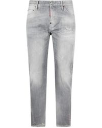 DSquared² - Jeans ,Grijs ,Katoen Skater Jean - Lyst