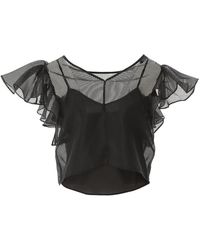 KARL LAGERFELD - Overhemden ,Zwart ,Nylon Met Gala Ruffle Top - Lyst
